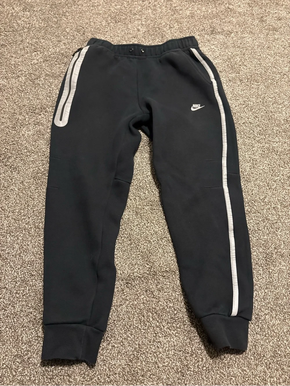 Nike Black Kids Joggers with White Side Stripe